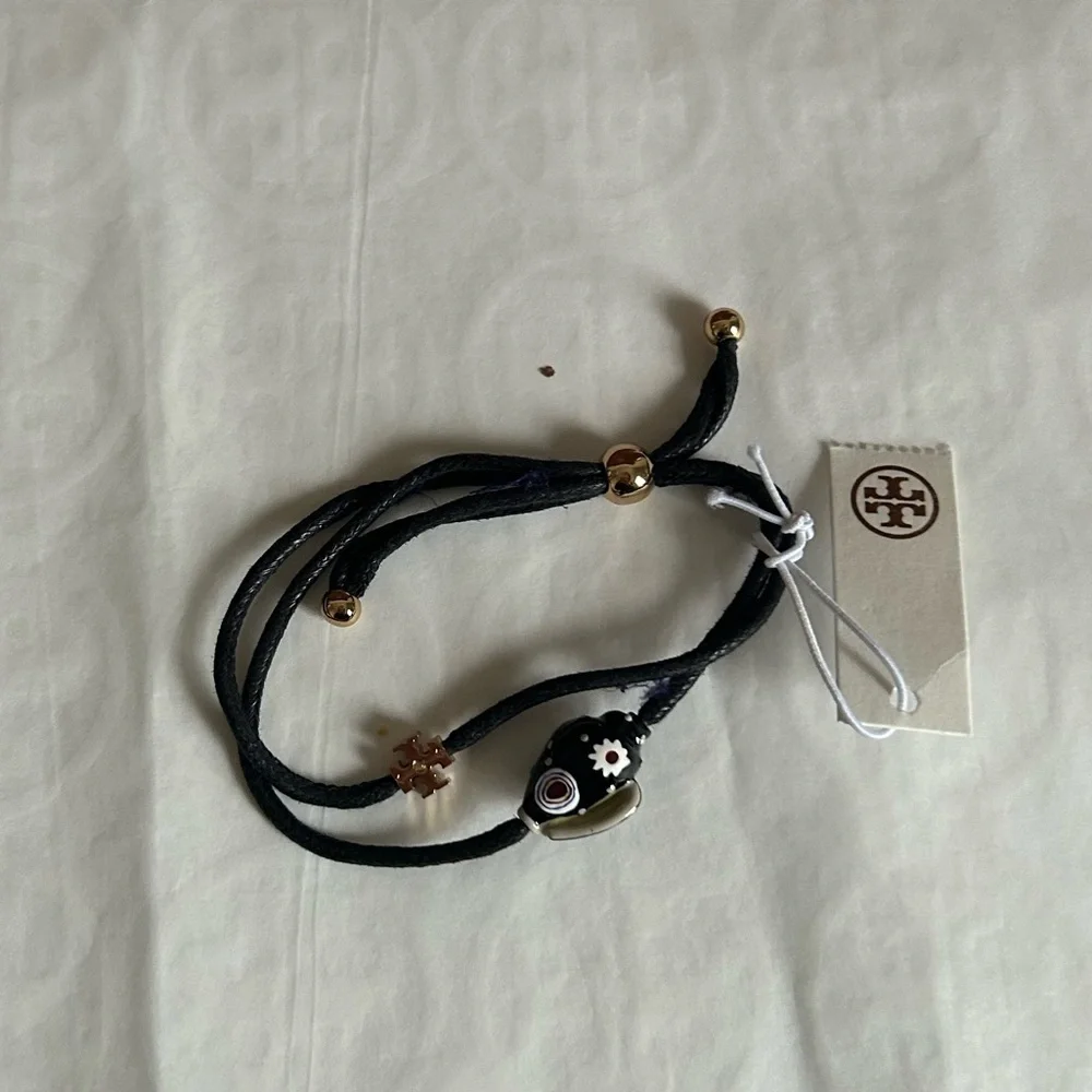 Tory Burch Shell Slider Bracelet In Tory Gold Black Multi